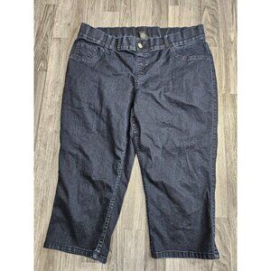 Lane Bryant Jeans Womens 20 Dark Wash Wide Leg Stretch Denim Plus Size Cropped‎